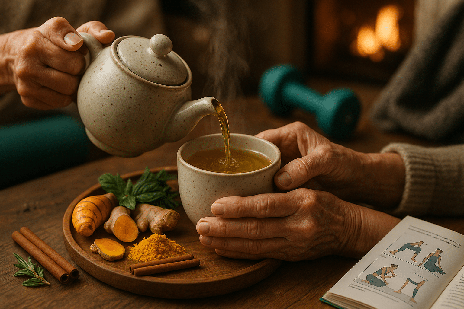 Alivio Articular: Té y Estiramientos